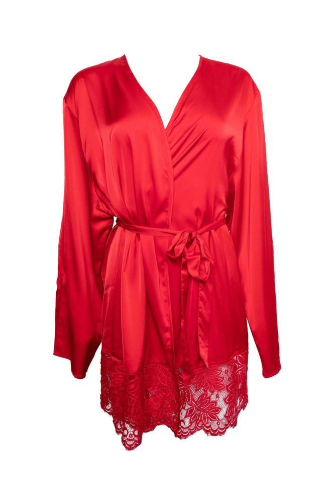 Rosie Red Satin and Lace Trim Robe   