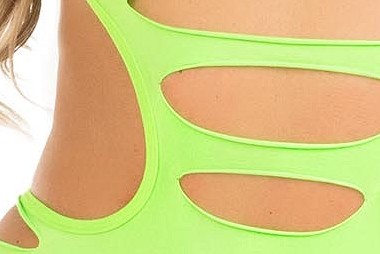 Shredded cut-out mini dress neon green 