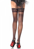 Stay up sheer lace top backseam thigh highs 