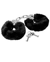 Police handcuffs with black fur 