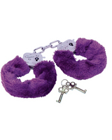 Police handcuffs with purple fur 