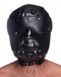 Muzzled Universal BDSM Hood with Removable Muzzle 