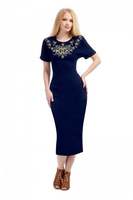 India tile embroidered pencil dress