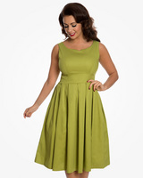 'Felicia' Olive Green Swing Dress