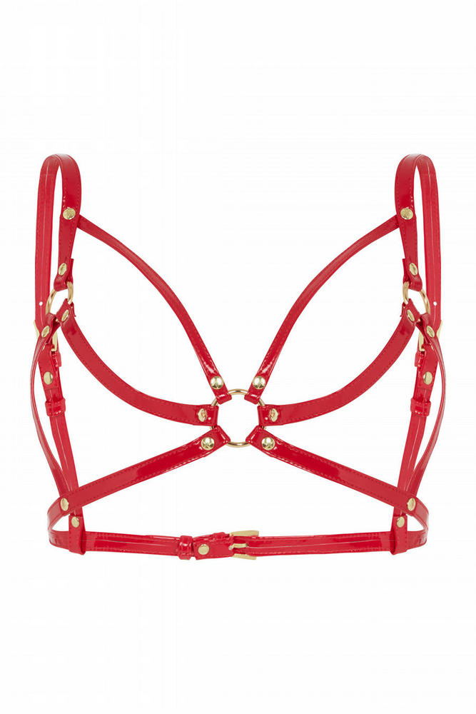 Open harness bra red  