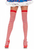  Striped nylon thigh highs red and  white