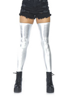  Wet Look Thigh Highs silver