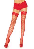  Stay Up Fishnet Thigh Highs red