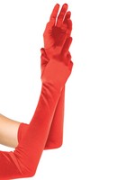 Extra Long Satin Gloves red