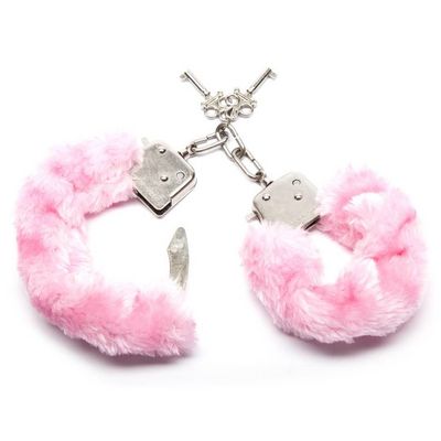 Police handcuffs with pale pink fur 