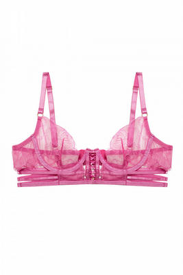Azma pink lace caged bra