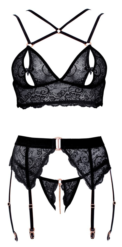 Velvet and lace Suspender Set  