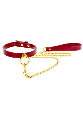 / O-Ring Collar and Chain Leash Red