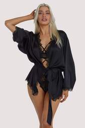  Black Lace Trim Robe 