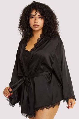  Black Lace Trim Robe