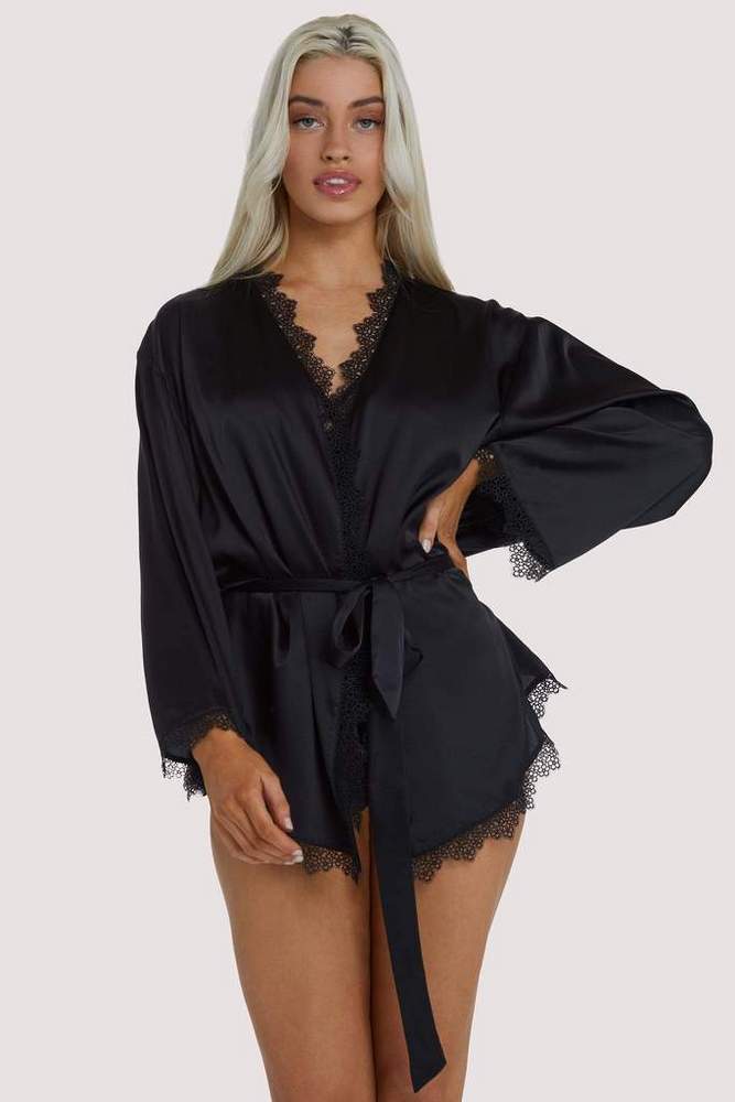  Black Lace Trim Robe 