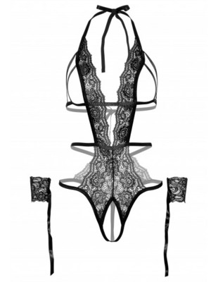 / Crotchless lace teddy