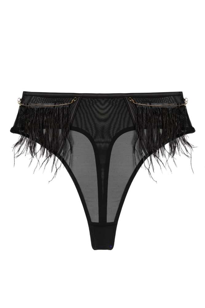 Electra Black Feather High Waisted Brief  