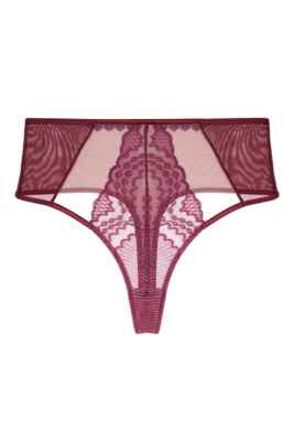Astrid Merlot Lace And Trim High Waisted Brief