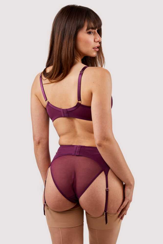 Astrid Merlot Lace And Trim Cut Out Suspender  