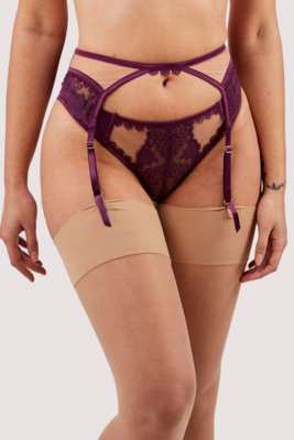 Astrid Merlot Lace And Trim Cut Out Suspender