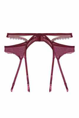 Astrid Merlot Lace And Trim Cut Out Suspender