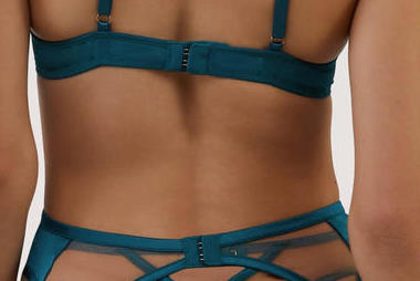 Ramona Teal Strap Detail Illusion Mesh Suspender 