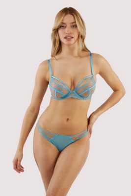Cassia Blue Floral Embroidery Cut Out Brief