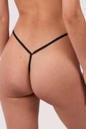  Becka Black Mesh With Elastic And Lace Trim Thong 