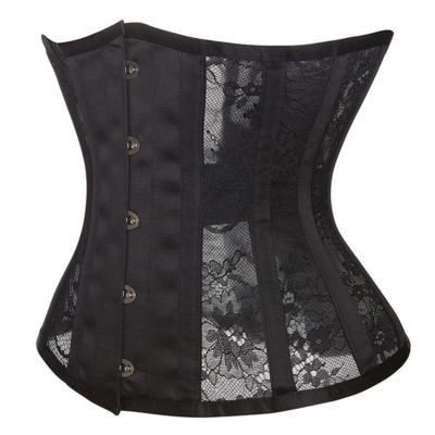 /  Steel Boned See-through Lace   Underbust Corset 