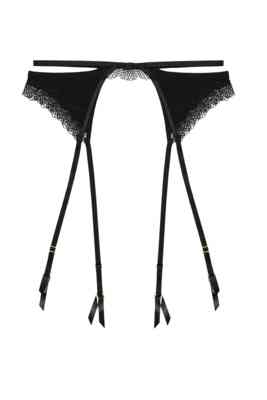 / Tallie Black Mesh And Lace Trim Cut Out Suspender