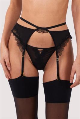 Tallie Black Mesh And Lace Trim Cut Out Suspender