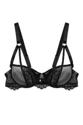 Kennedy Black Strappy Mesh and Lace Balconette Bra