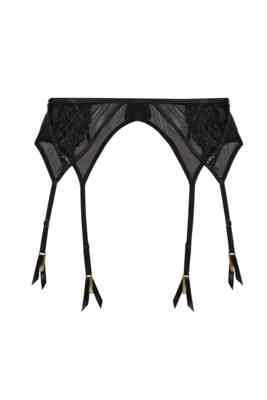 / Kennedy Black Cut Out Mesh and Lace Suspender