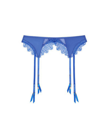 Dola Blue Satin and Lace Suspender