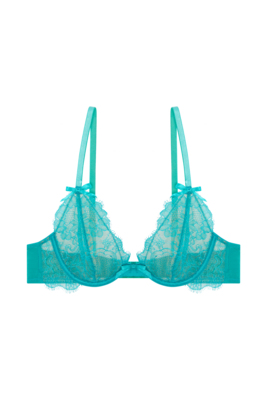 Darby Teal Sheer Lace Plunge Bra