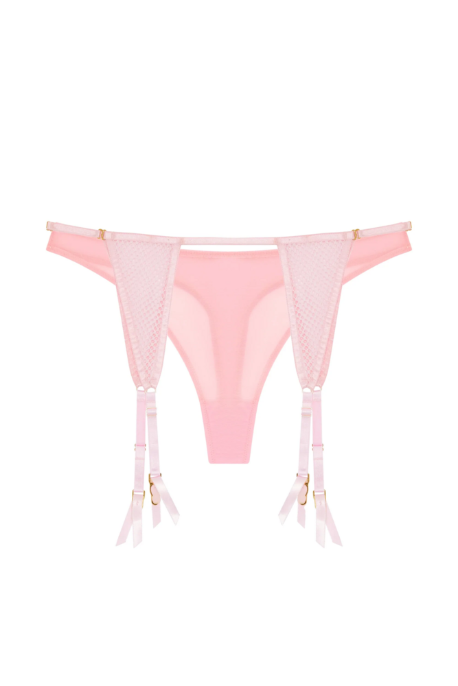 Greta Pink Fishnet Suspender Thong  