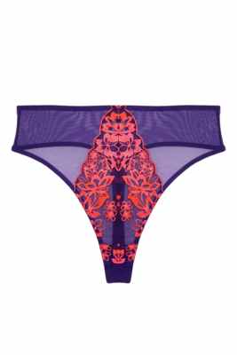 / Ada Purple and Neon Pink Blossom High Waist Thong