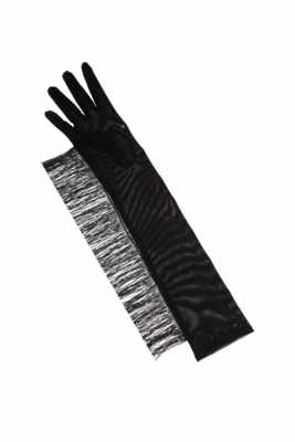 / Black fringe gloves