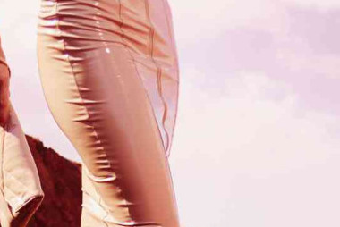 Ornella nude vinyl skirt 