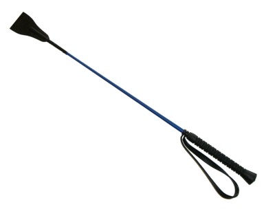  Crop with leather swatter with blue handle