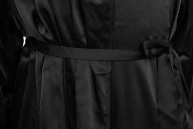 Rosie Black Satin and Lace Trim Robe 