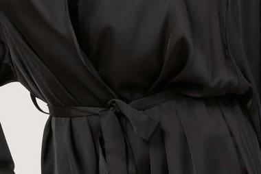 Rosie Black Satin and Lace Trim Robe 