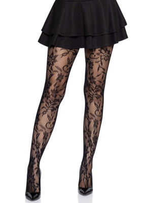 / Seamless floral lace tights
