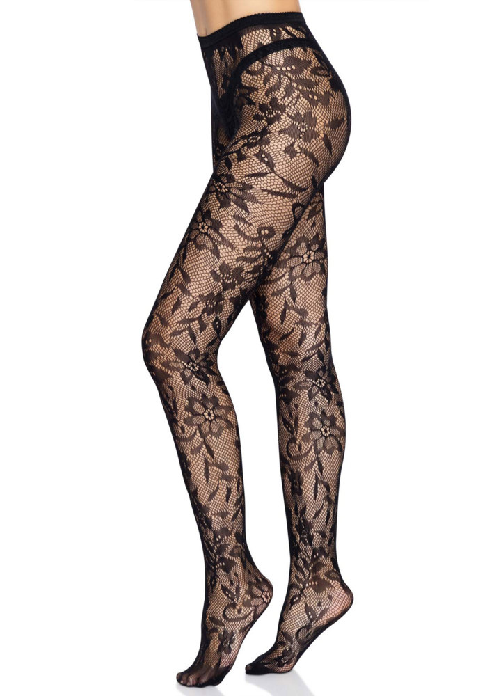 Seamless floral lace tights  