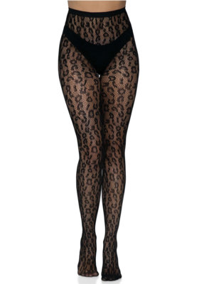 / Leopard net tights