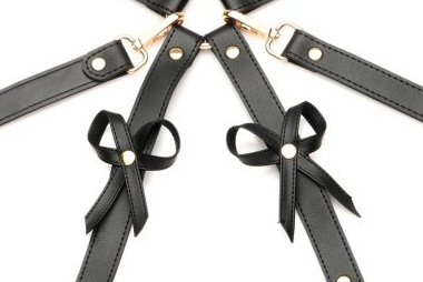 Black Bondage Thigh Harness with Bows  