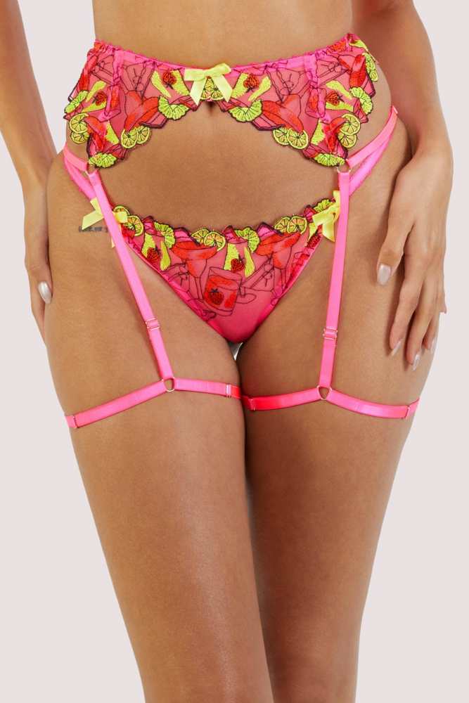 Magda Pink Neon Cocktail  Suspender Belt  