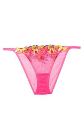 / Magda Pink Neon Cocktail Embroidery Tanga Brief