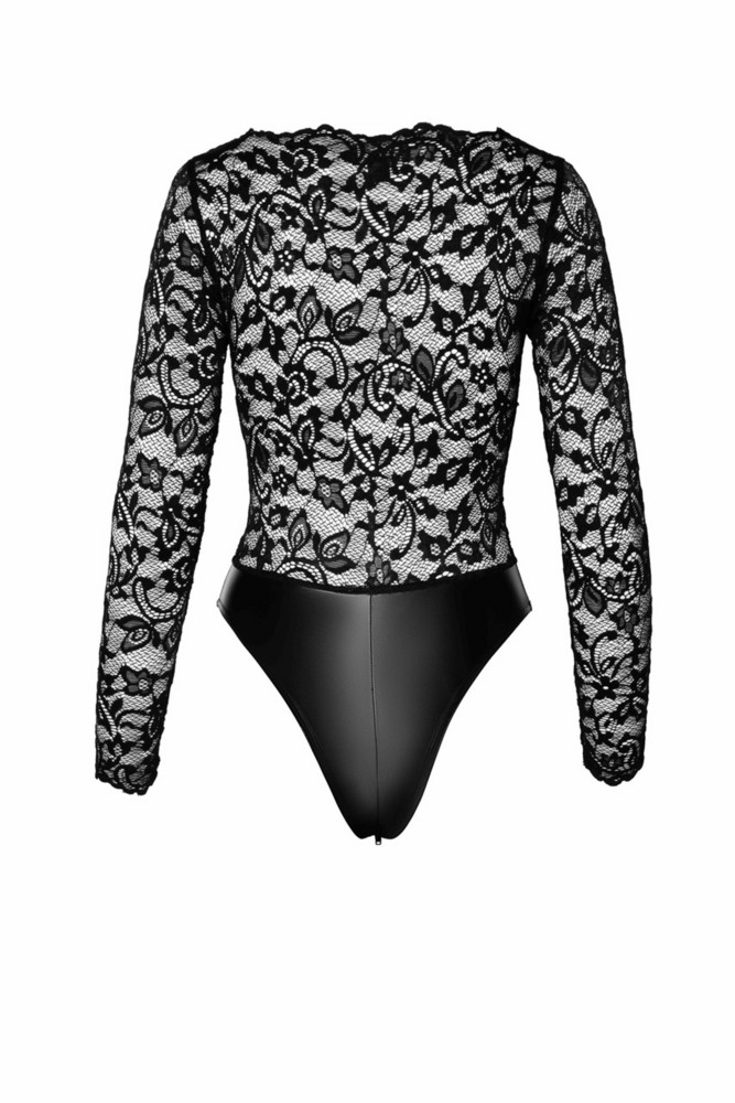 Psyche bodysuit of lace and wetlook  
